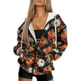 thumbnail image 4 of SCRAWLGOD Pumpkins Womens Hoodie Zip Up Lightweight Oversized Sweaters for Women Long Sleeve Ladies Hoodies Zip Front Size XS Comfy Womens Hoodies Trendy for Thanksgiving Fall, 4 of 7