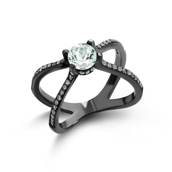 Gem Stone King 1.33 Ct Round Sky Blue Aquamarine 925 Sterling Silver Ring (Size 6)