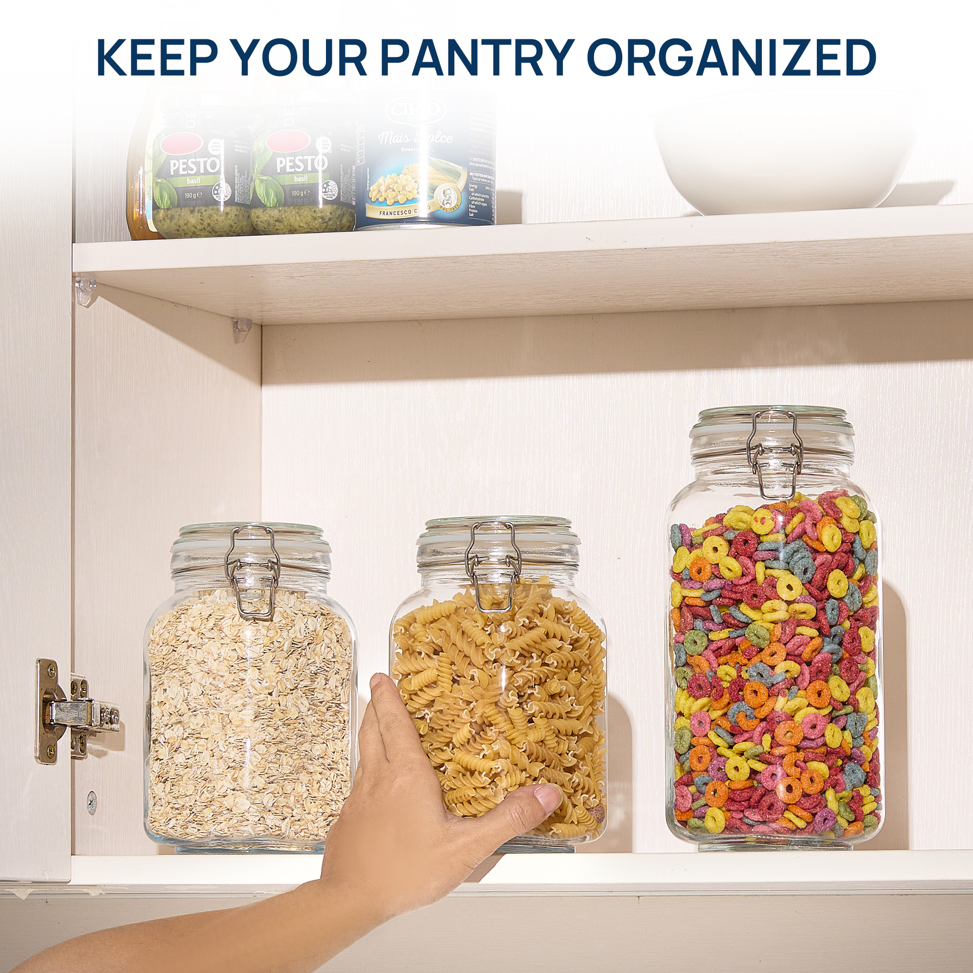 Sindcom Airtight Glass Storage Jars with Lids, 3-Piece Set photo 7