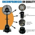 thumbnail image 4 of Cool-Off Island Breeze Oscillating Misting Fan, 3 Cooling Speeds with 12 Gallon Tank, Adjustable Height, Art Deco Pedestal Fan for Backyards, Patios and More, 26 inch, Black, 4 of 8