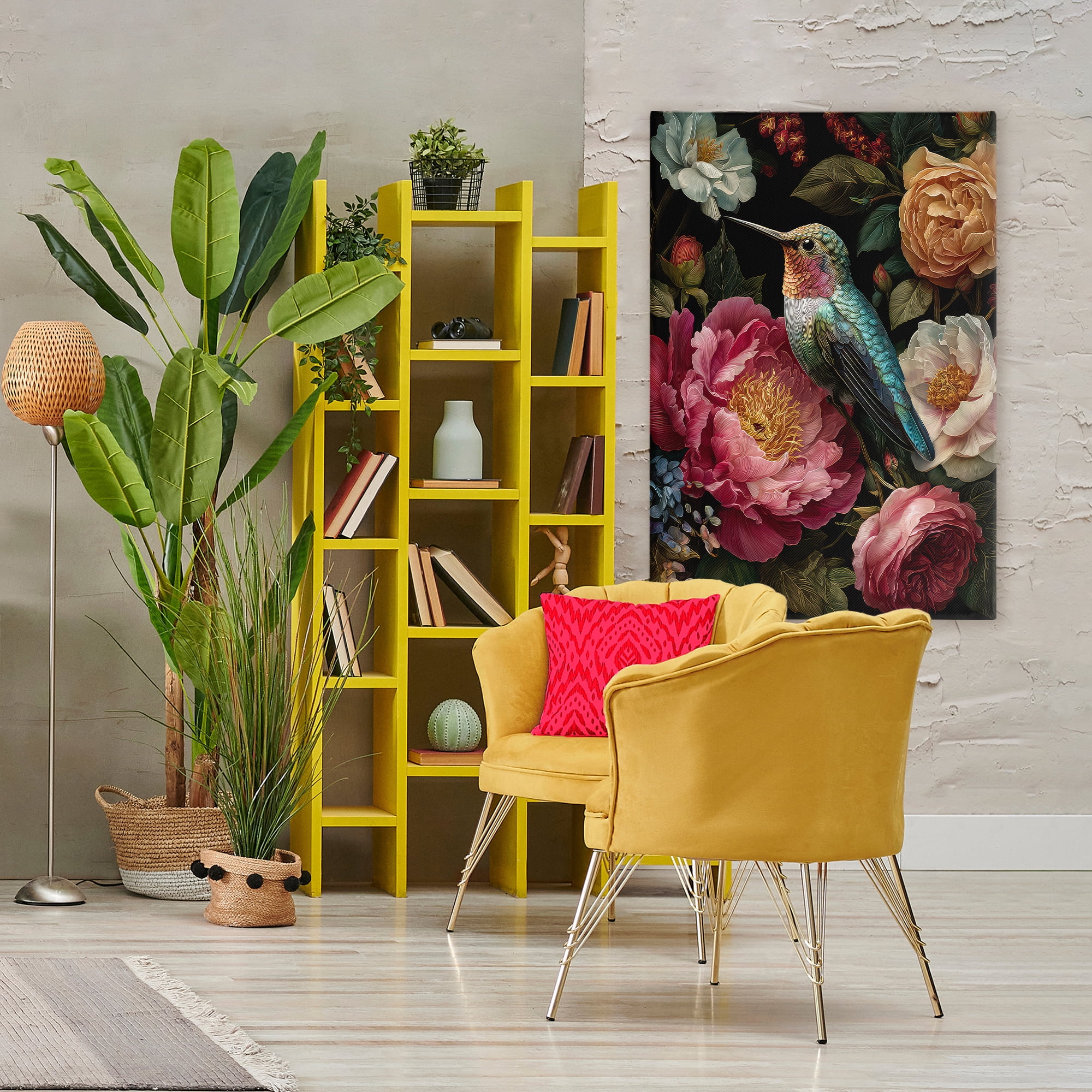 Stupell Industries Hummingbird & Lush Blooms Canvas Wall Art, design by The Wands Want