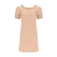 thumbnail image 5 of LOVZFMLL Women's Casual Dresses Summer Puff Short Sleeve Square Neck T-Shirt Dresses Cute Vacation Solid A-Line Mini Dresses Beige S, 5 of 7
