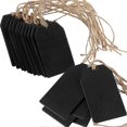 thumbnail image 1 of 40pcs Wooden Chips Square Wooden Sheets Mini Hanging Slices Decoration DIY Crafts Party Decor (Black ), 1 of 3