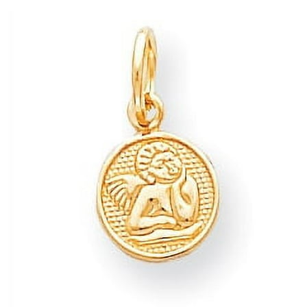 Solid 10k Yellow Gold Polished Angel Pendant