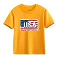 thumbnail image 4 of Jinhomg USA Flag Graphic Tees, Boys Girls Short Sleeves Crewneck Blouse Tops Kids 4Th of July Patriotic Shirts Yellow 120, 4 of 8
