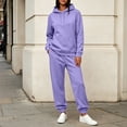 thumbnail image 2 of Xaqiouau Women's Hoodie and Sweatpants Set Fleece Pullover Tracksuit Drawstring Hooded Top Elastic Waist Joggers Casual Sportswear Fall Winter Lounge Outfit Purple XXL, 2 of 9