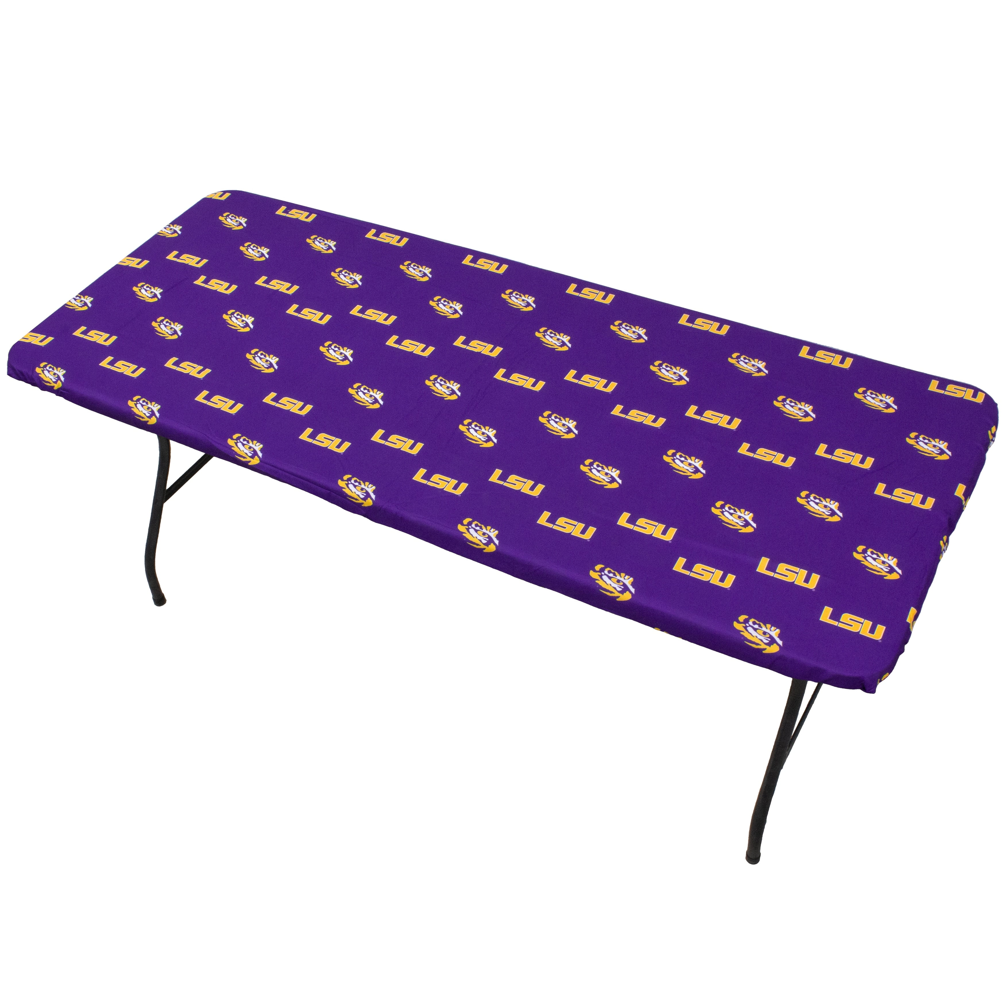 LSU Tigers Tailgate Fitted Tablecloth, 33" x 33", Card Table 96" x 30", 8 ft table