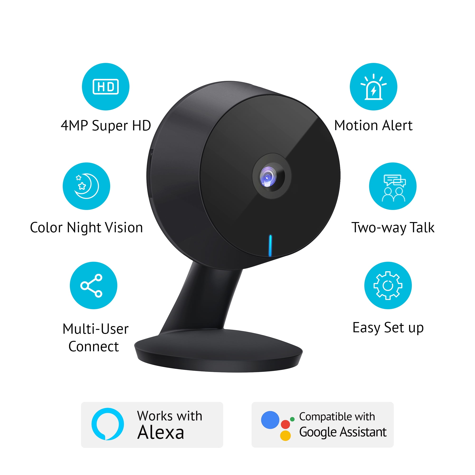 2 Pack 4MP Cameras for Home Security Indoor,Home Security Cameras for Baby/Elder/Pet/Nanny,Baby Cam Starlight Sensor Color Night Vision,US Cloud Service,Works with Alexa,iOS & Android & Web Access