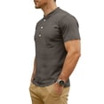thumbnail image 3 of Dresfit Henley Shirt Men Big and Tall Short Sleeve Button Down Shirts 2026 Summer Basic Athletic Shirt Lightweight Cotton Oversized Tees Gray XL, 3 of 8
