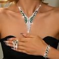 thumbnail image 4 of AEXTO 4pcs Cluster Jewelry Set  Necklace, Earrings, Bracelet Ring with Simulated Emerald Cubic Zirconia, Vintage-Inspired Statement Accessories for Women, Perfect for Weddings, Parties, 4 of 9