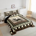 thumbnail image 3 of jejeloiu Jungle Deer Bedding Comforter Set,Woodland Animals Twin Comforter Sets,Green Beige Grid Bedding Set For Kids,Super Cozy Room Decor Reversible,2 Pieces, 3 of 8