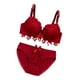 thumbnail image 5 of Lovely Back Closure Panty Set Push Ropa interior Kit Wine Red 70B Hugo Sujetador floral de encaje para mujer, 5 of 7