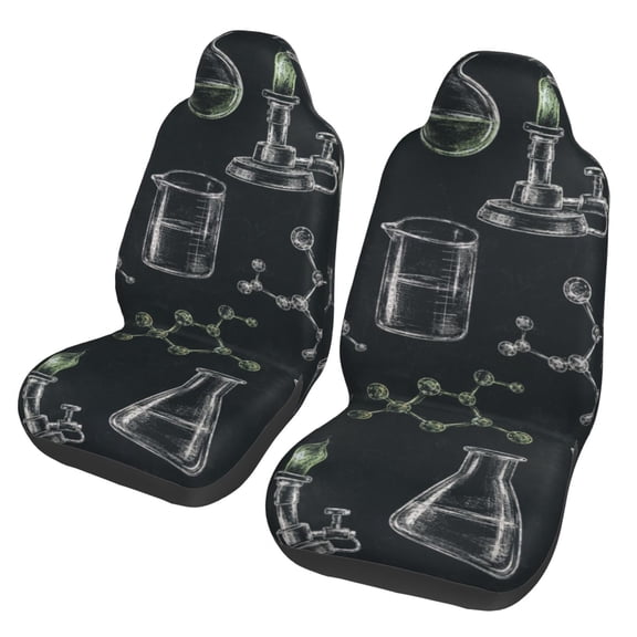 Chemistry Chalkboard Art Car Seat Cover 2 Pcs Auto Front Bucket Seats Protector Cushion Universal Vehicle Truck SUV