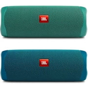 JBL Flip 5 Waterproof Portable Wireless Bluetooth Speaker Bundle - (Pair) Eco Blue and Eco Green