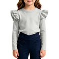 thumbnail image 5 of YOUYEDIAN Girls Long Sleeve Shirt Toddler Soft Comfy Crewneck Tops with Ruffle Trim, 5 of 5