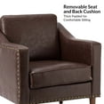 thumbnail image 2 of Upholstered Accent Chair Faux Leather Armchair Set of 2 Removable Cushion Lounge Sofa Nailhead Trims Solid Wood Legs Living Room Brown, 2 of 7
