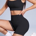 thumbnail image 4 of Women Workout Sets Build in Bra 2 Piece Outfits Tank Tops Tummy Control Shorts Yoga Gym Active Wear Clothing Set Bra Tank Tops Sports Bra Gym Clothes Sets (L,Black), 4 of 6