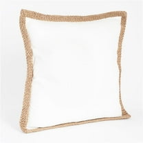 SARO 24139.W20S 20 in. Square Jute Braided Down Filled Throw Pillow White