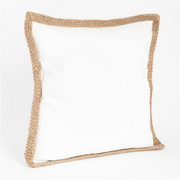 SARO 24139.W20S 20 in. Square Jute Braided Down Filled Throw Pillow  White