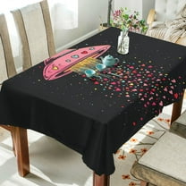 Yayeee Tablecloths 60" x 90" Rectangle Wrinkle Resistant Party Table Cover, UFO with Hearts Pattern