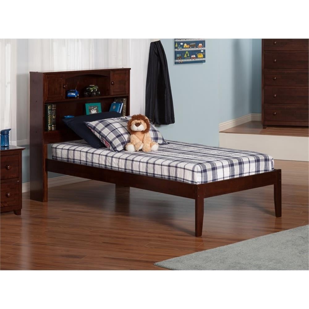 AFI Newport Twin XL Solid Wood Platform Bookcase Bed in Walnut