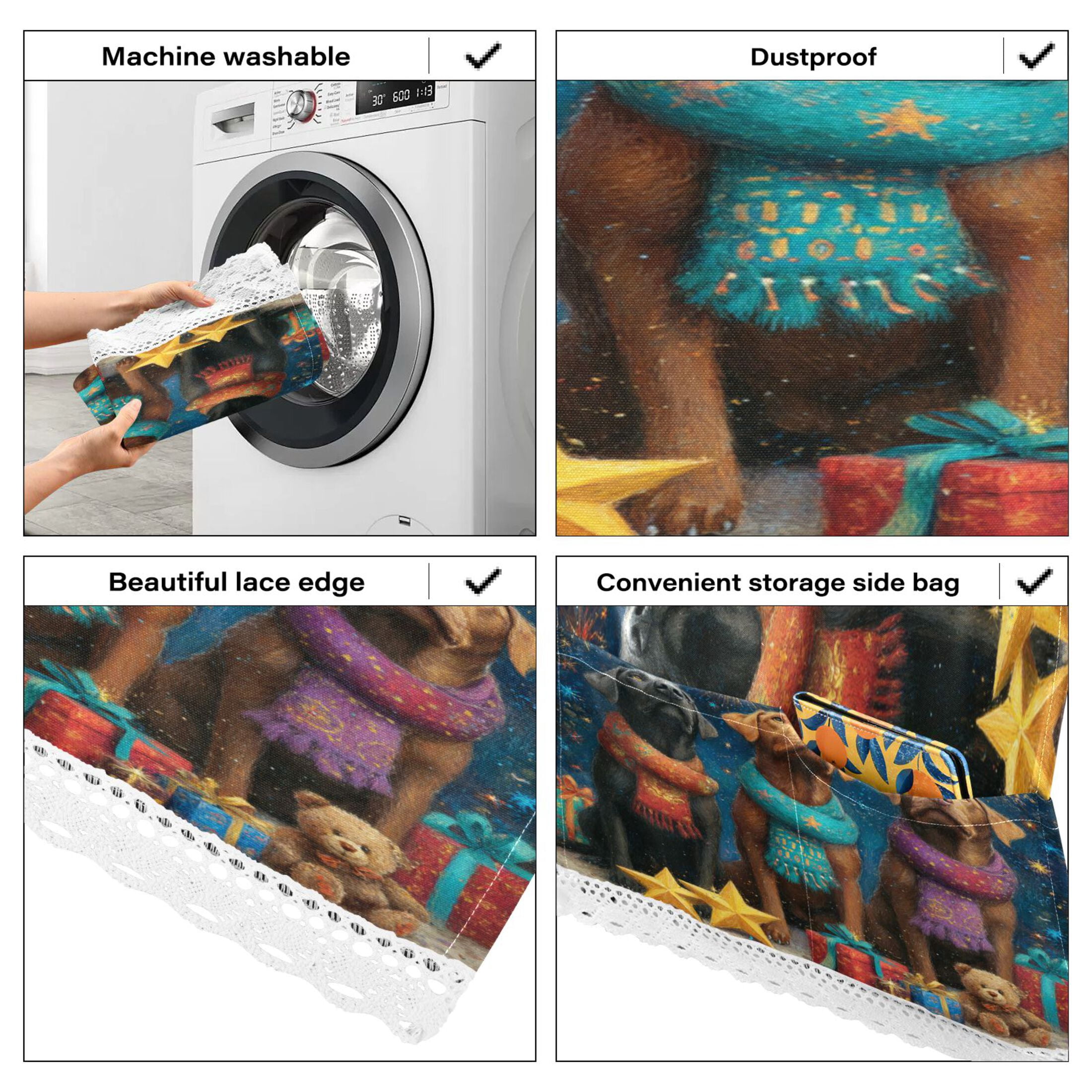 Wobogo Starry Night Labrador Washing Machine Cover Dustproof Washer Dryer Cover Waterproof Laundry Room Decorative Protector