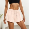 thumbnail image 4 of IWRICH Flowy Shorts for Women Butterfly Shorts 2 in 1 Athletic Workout Gym Biker Running Shorts with Pockets Pink L, 4 of 6