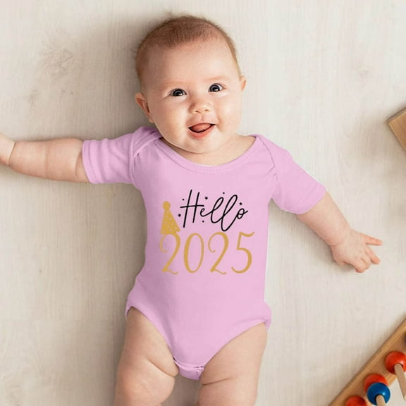 SNKSDGM Toddler Boy Clothes 4T-5T Christmas in July My First New Year Clothes Baby Boy Girl New Year Outfits Letter Print Romper Jumpsuit Outfits Set 18-24 Months