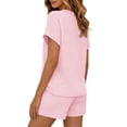 thumbnail image 6 of 2 Piece Short Sets for Women Henley Summer 2026 Lounge Spring Beach Airport Travel Vacation Outfits Matching Sweatsuit Pink 2XL, 6 of 6
