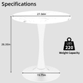 thumbnail image 4 of Tcbosik Dining Table, Small Round Kitchen Table for 2 Person, Farmhouse Coffee Table with Faux Marble Top and Metal Pedestal Base for Living Room, White, 4 of 8
