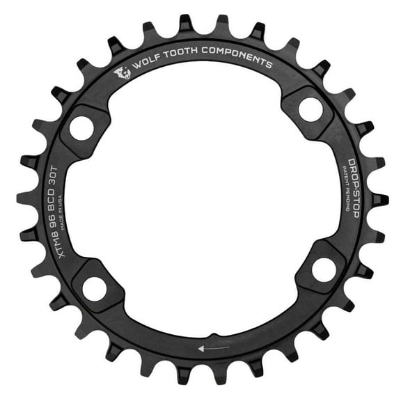 Wolf Tooth Components Drop-Stop 36T Chainring: For Shimano XT 8000 Cranksets with a 96 Asymmetrical BCD, Black