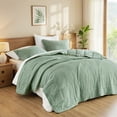 thumbnail image 2 of Regency Heights Lightweight Quilt Sets , 3 Piece Soft Bedding Sets, King Coverlet Set with Pillow Shams, Green, 2 of 7