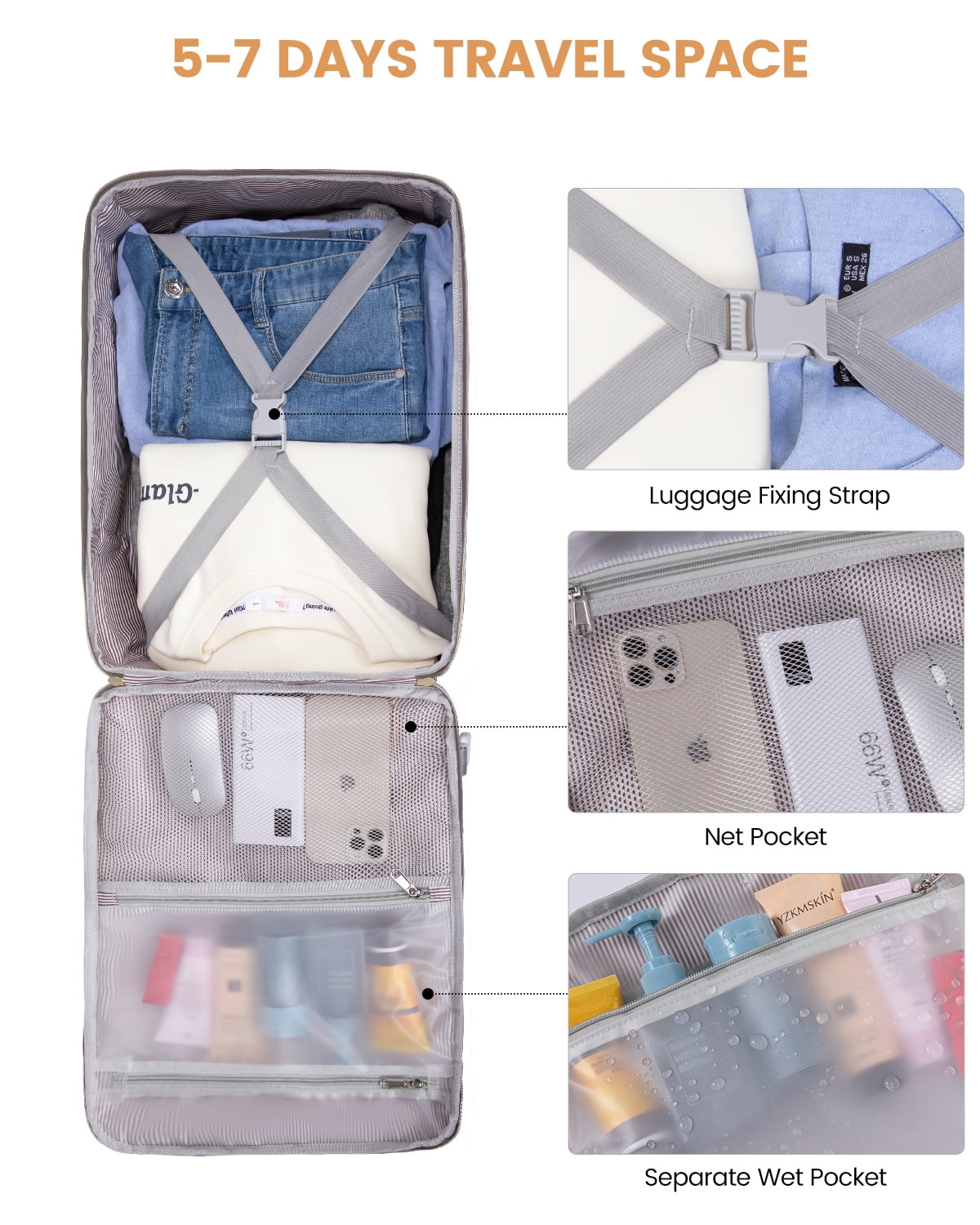 Lovevook Backpack Men Women, 40L Expandable Carry On Backpack Set Airline Approved, Larger Waterproof Suitcase Weekender Overnight Bag TSA Friendly