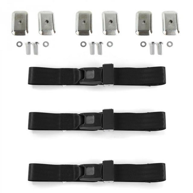 AMC Gremlin 1970-1979 Ceinture de Sécurité Standard 2 Points Noire avec Support - 3 Ceintures
