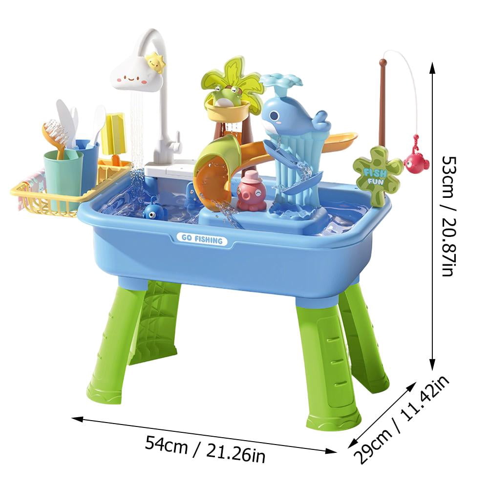 AGIUFGS Water Play Table with Faucet and Slides, Festive Holiday Designs, for Home Use