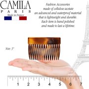 Camila Paris CP2942 French Hair Side Comb, Small Tortoise Shell, French Twist Hair Combs Decorative, Strong Hold Hair Clips for Women Bun Chignon Up-Do Styling Girls Hair Accessories, Made in France