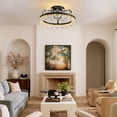 thumbnail image 5 of HOOMEDELIER 19" Indoor Dimmable Black Crystal Bladeless Ceiling Fan with Lights and Remote Control, Flush Mount Ceiling Fan, 5 of 12