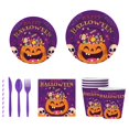 thumbnail image 1 of [Halloween ] Pumpkin Decoration Set Disposable Paper Plates Paper Cups Paper Towels Halloween Themed Tableware Funny Holiday, 1 of 5