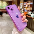 thumbnail image 3 of Compatible for iPhone 13 Clear Case, Cute Glitter Heart Rainbow Laser Holographic Bling Pattern Case for Women Girls Soft TPU Shockproof Camera Protective - Purple, 3 of 6