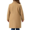 thumbnail image 4 of DARING DIVA Women's Plus Size Mid Length Notch Lapel Pea Coat 1X Camel, 4 of 6