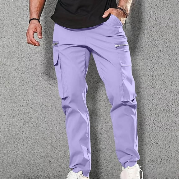 Htigea 2024 Mens Casual Cargo Pants Wrinkle-Resistant Tactical Pants 2024 Solid Color Track Pants Ripstop Workout Pants Fitness Work Pants with Pocket M-3XL