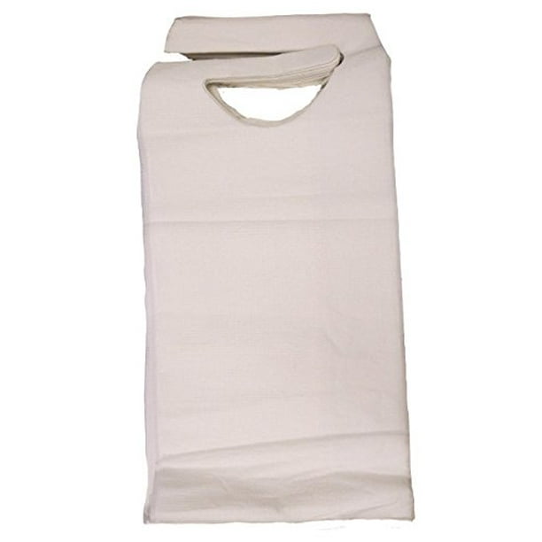 (Set of 100) Disposable Adult TieBack Poly Bibs Protect Clothes from Spills