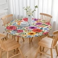 thumbnail image 3 of Pioneer Flower Floral Print Pattern Round Fitted Tablecloth with Elastic Edge,Dining Table Cover Waterproof,Outdoor Round Tablecloth for Camping,Dining,Indoor and Outdoor, 3 of 7