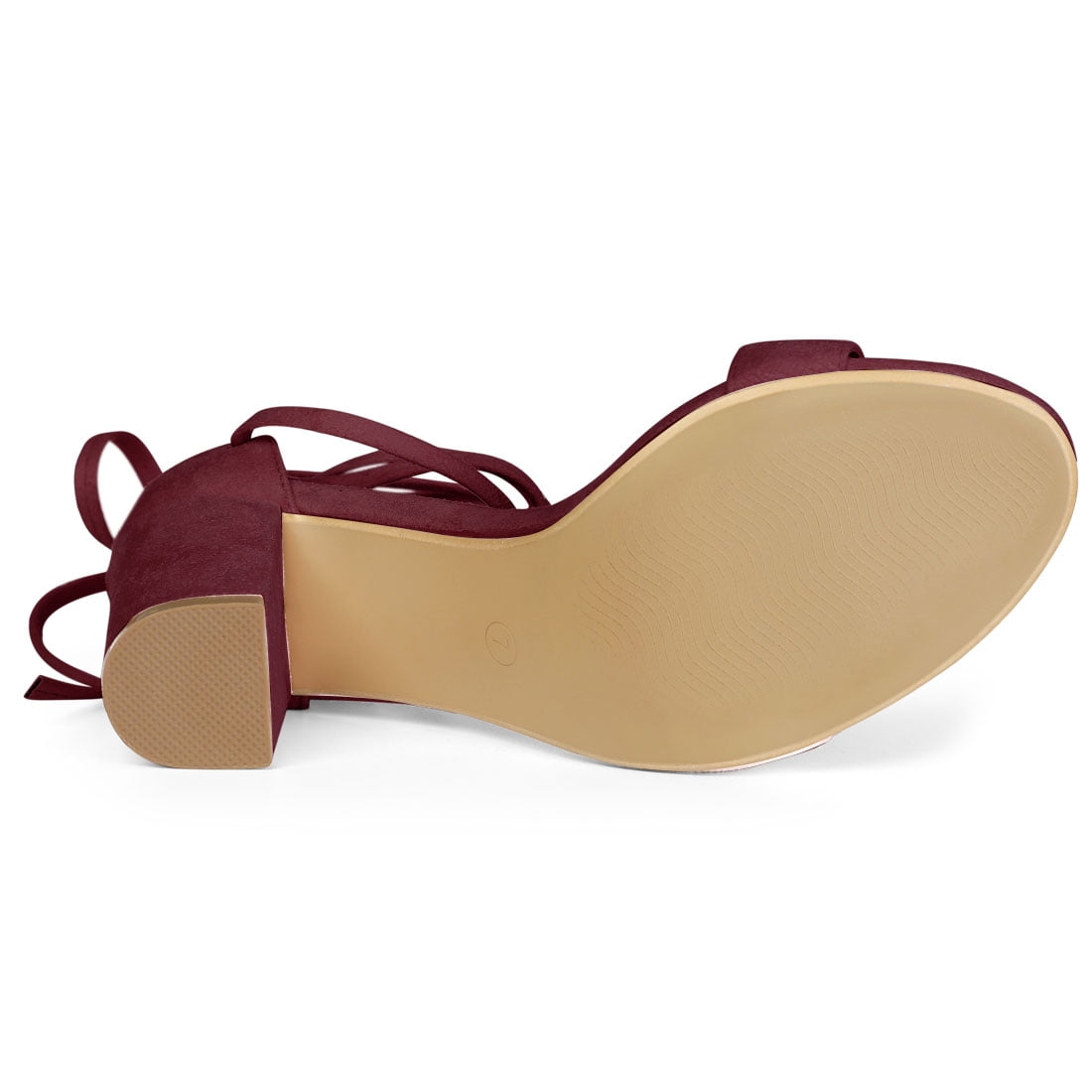 DARING DIVA Women's Lace Up Chunky Strappy High Heels Sandal Burgundy 8