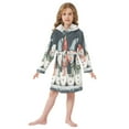 thumbnail image 6 of FORMRS Niños Bathrobe Unisex Hooded Robe Soft Plush Pajamas Sleepwear, Size 4-6T, Green Snowmen, 6 of 7