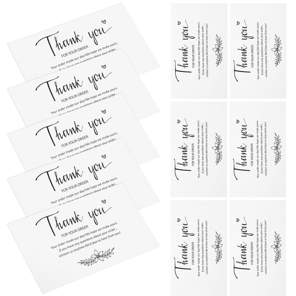 FONDOTIN 100Pcs Thank Card Decor Thank You Cards White Paper Rectangular Business Greeting Cards 3.54X2.16X0.04in