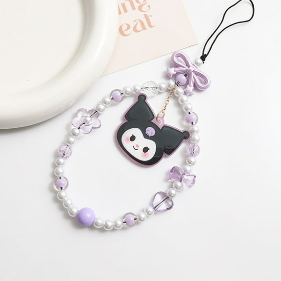 Anime Cartoon Characters Beaded Wristlet Universal Phone Charm Strap Cute Wrist Chain Lanyard Aesthetic Decor Strap for Cell Phone Camera Keys AirPods Keychains