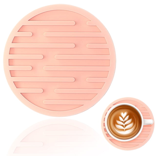 Round Silicone Drink Coaster, 10cm Heat Resistant Table Mat, Non Slip Cup Pad – Multiple Colors, Pink