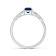 thumbnail image 2 of ANGARA Natural Oval Blue Sapphire Split Shank Ring with Diamond Accents in 14K White Gold for Women (Size-7x5mm) | September Birthstone, Anniversary, Jewelry Gift for Women | Natural Sapphire Ring, 2 of 12