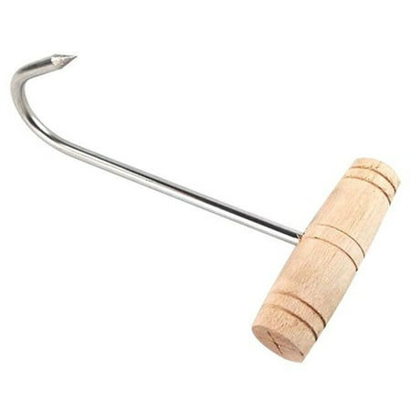 

NUOLUX 1pc Stainless Steel Meat Hook Wooden Handle T Shaped Hanging Hook Butcher Hook (Random Pattern of Wooden Handle)